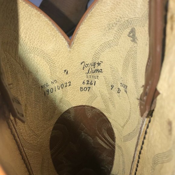 Vintage 1980s TONY LAMA Cowboy Boots Men 9 Brown G